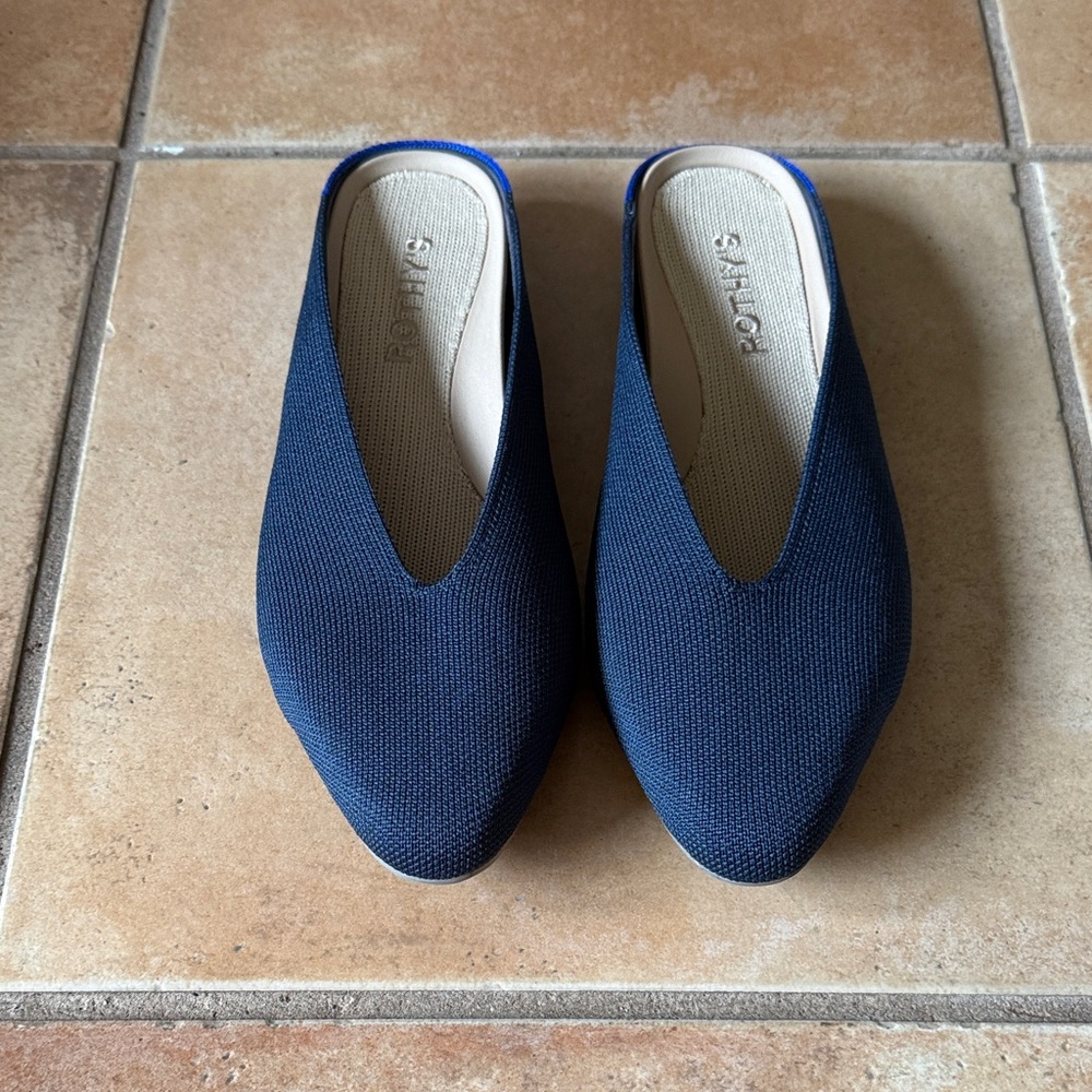 Rothy's Navy Blue Women's Mules (used once)